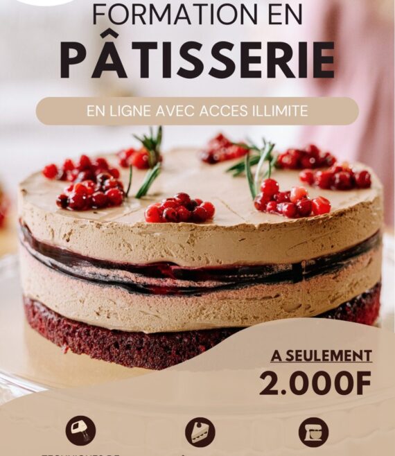 Flyer A5 Formation Pâtisserie Forme Abstraite Beige et Marron (1)
